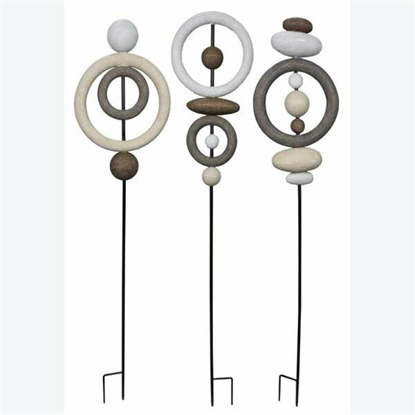 Youngs Resin Zen Garden Stakes with Circles, 3 Assorted Color 73962